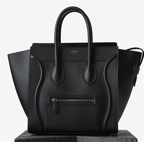 celine black smooth leather micro luggage tote bag|Celine shoulder luggage tote price.